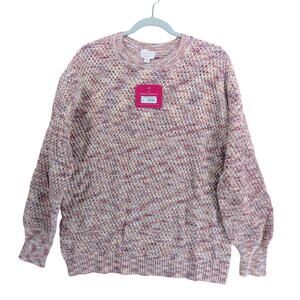 Ingrid Isabel Maternity Sweater Textured Pullover Medium Pink Crew Knit Classic